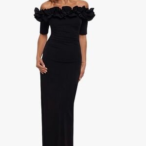 Xscape off the shoulder ruffle dress sz. 16